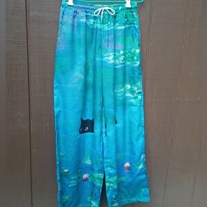 New Never Worn Oil Painting Print Elastic Drawstring Pants